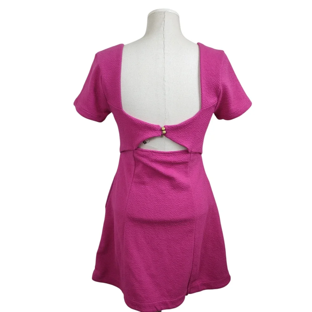 Anthropologie Maeve Dress Small Pink Twist Cutout Open Back Fit Flare $140 NWT - Picture 8 of 16